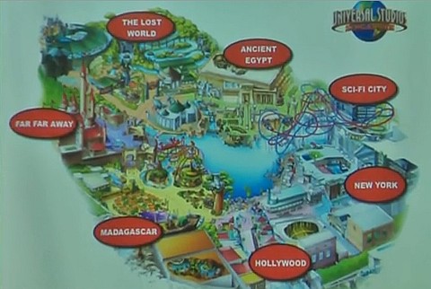 Universal Studios Singapore map showing the seven distinctive zones