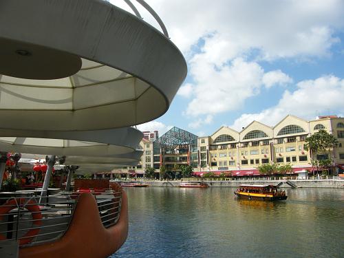 Old warehouses being converted into pubs, bars, restaurants and shops at Clarke Quay