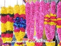 Where to see or buy flower garlands in Little India? Along Baffalo Road, Cambell Lane and Little India Arcade