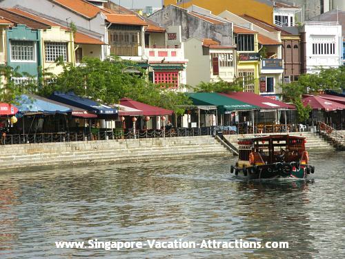 Boat Quay, lined with hip and stylish cafes and restaurants housed in converted shophuses